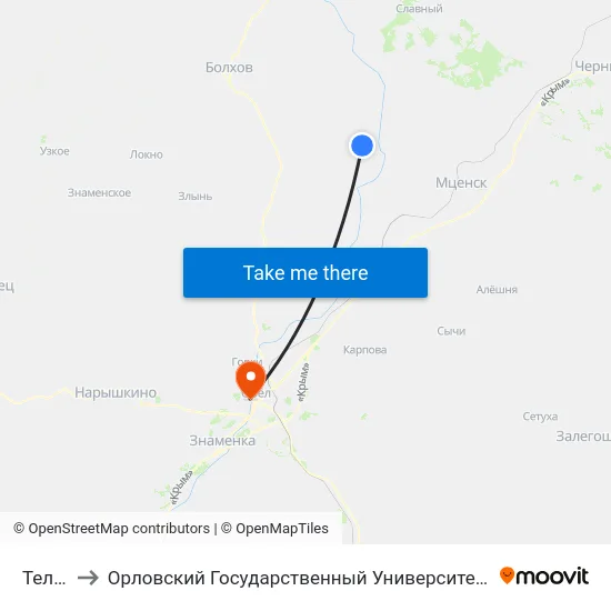 Телячье to Орловский Государственный Университет. Медицинский Институт map