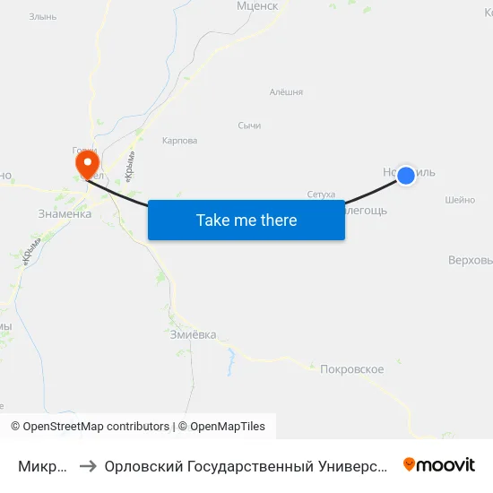 Микрорайон to Орловский Государственный Университет. Медицинский Институт map