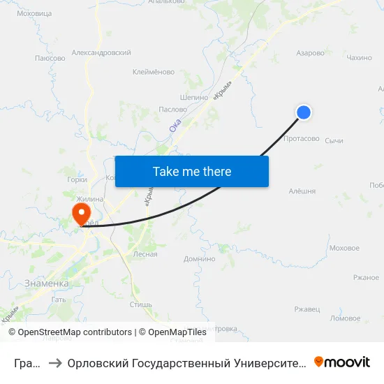 Грачики to Орловский Государственный Университет. Медицинский Институт map