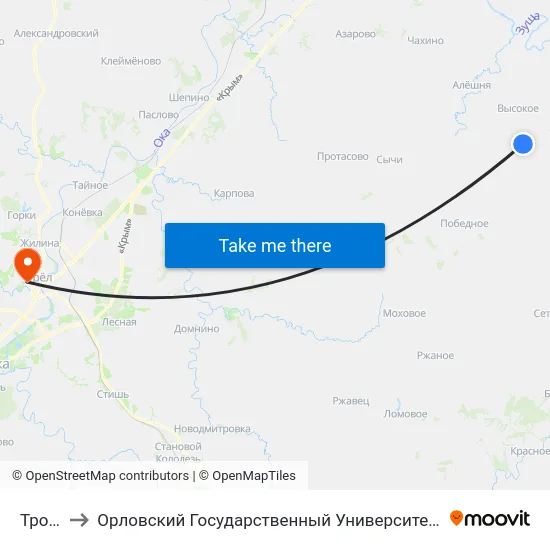 Тросное to Орловский Государственный Университет. Медицинский Институт map