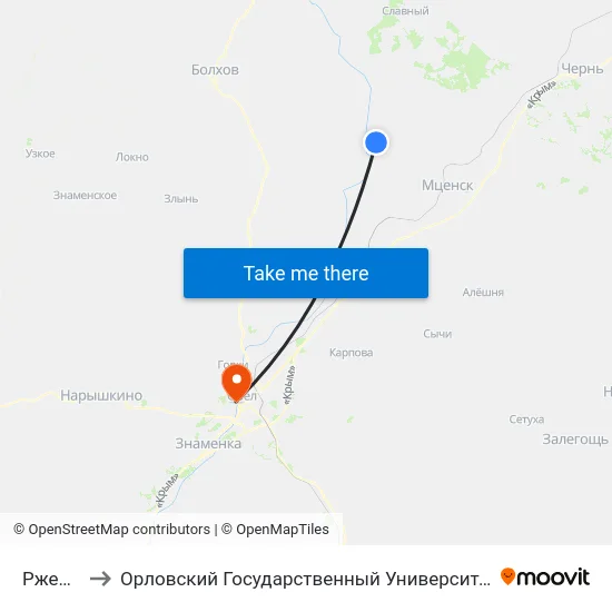 Ржевщина to Орловский Государственный Университет. Медицинский Институт map