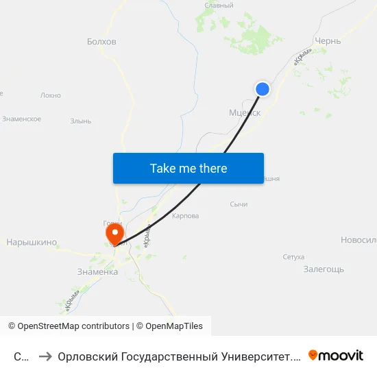 Сады to Орловский Государственный Университет. Медицинский Институт map