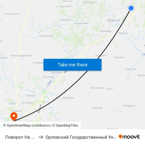 Поворот На Музей Тургенева to Орловский Государственный Университет. Медицинский Институт map