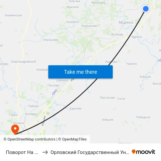 Поворот На Музей Тургенева to Орловский Государственный Университет. Медицинский Институт map