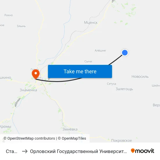 Становое to Орловский Государственный Университет. Медицинский Институт map