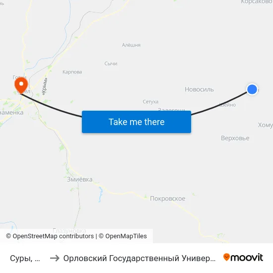 Суры, Площадь to Орловский Государственный Университет. Медицинский Институт map