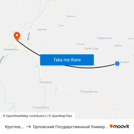 Круглое, Поворот to Орловский Государственный Университет. Медицинский Институт map