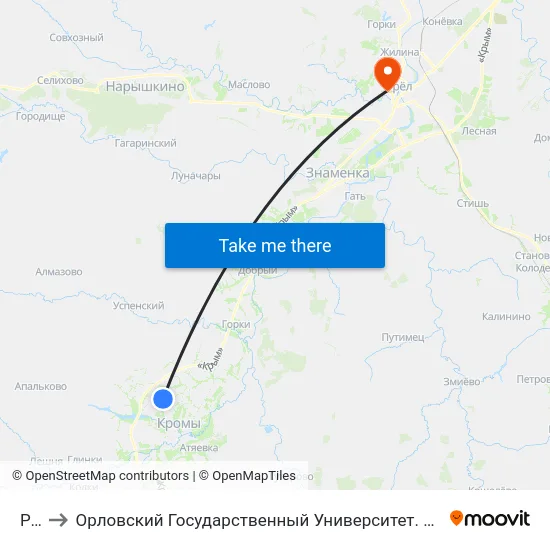Рлп to Орловский Государственный Университет. Медицинский Институт map