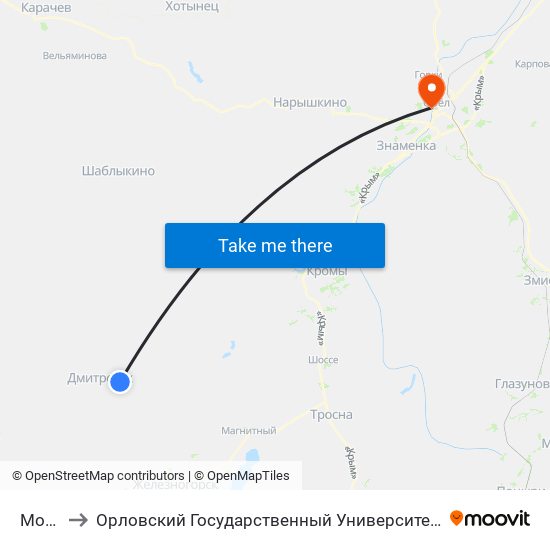 Морево to Орловский Государственный Университет. Медицинский Институт map