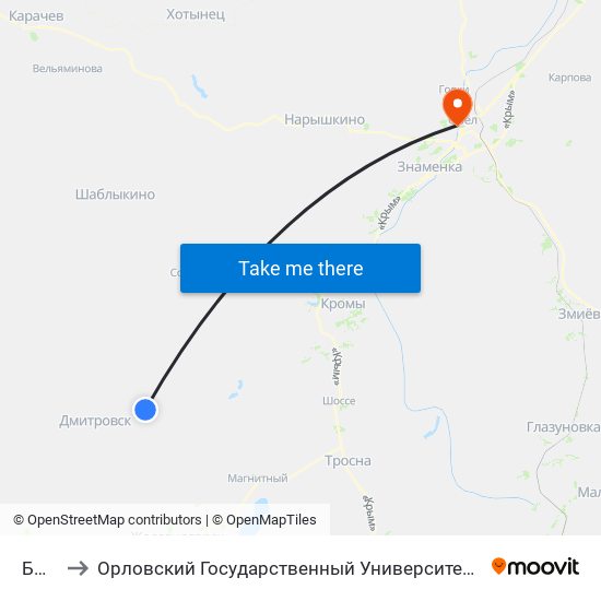 Бычки to Орловский Государственный Университет. Медицинский Институт map