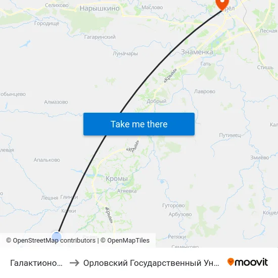 Галактионовский Посёлок to Орловский Государственный Университет. Медицинский Институт map