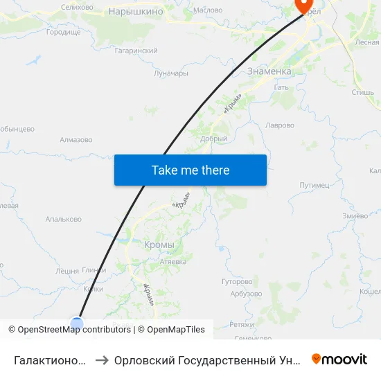 Галактионовский Посёлок to Орловский Государственный Университет. Медицинский Институт map