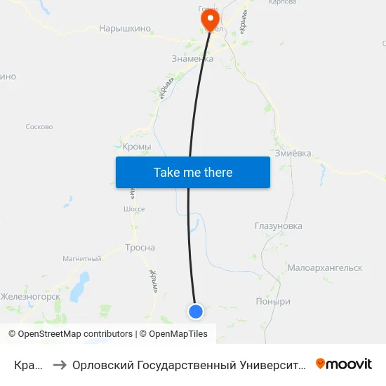 Красавка to Орловский Государственный Университет. Медицинский Институт map