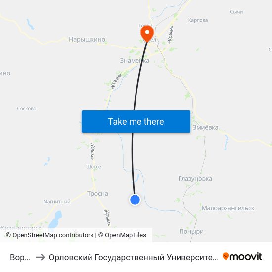 Воронец to Орловский Государственный Университет. Медицинский Институт map