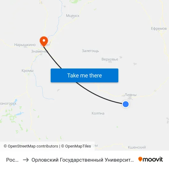 Росстани to Орловский Государственный Университет. Медицинский Институт map