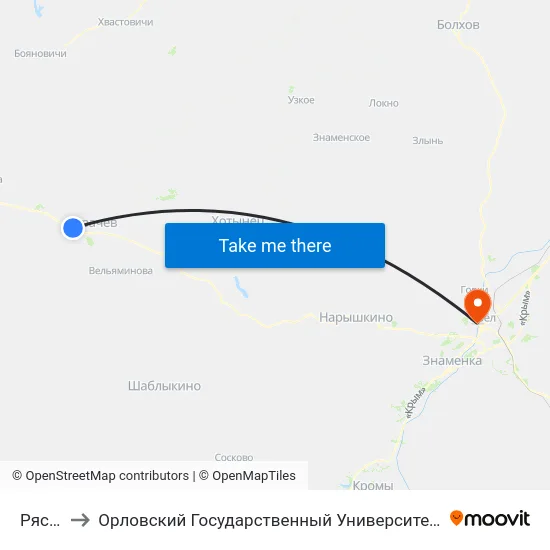 Рясники to Орловский Государственный Университет. Медицинский Институт map