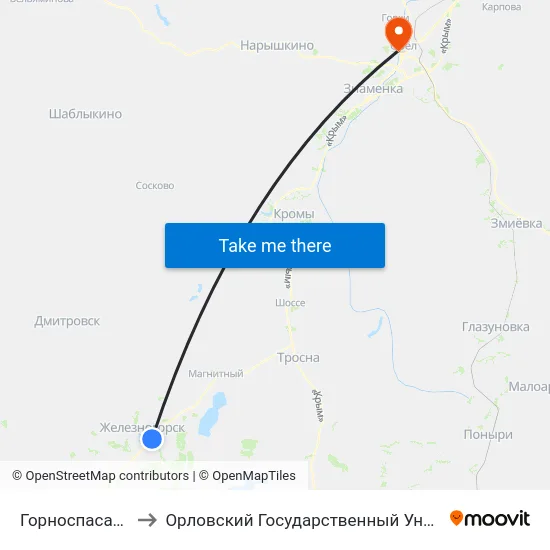 Горноспасательный Отряд to Орловский Государственный Университет. Медицинский Институт map