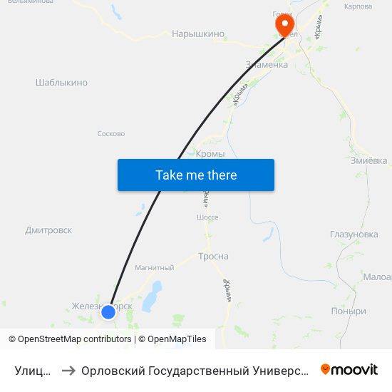 Улица Мира to Орловский Государственный Университет. Медицинский Институт map