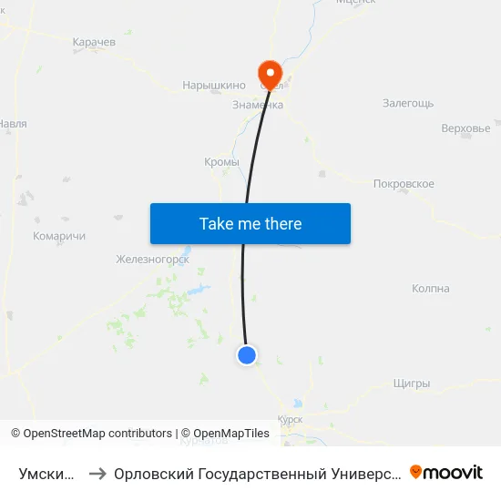 Умские Дворы to Орловский Государственный Университет. Медицинский Институт map