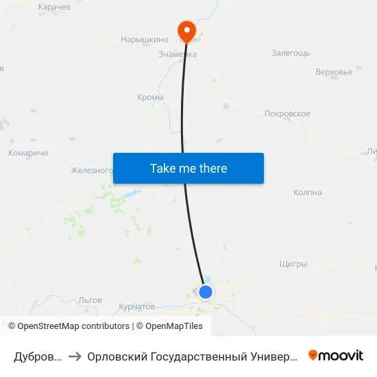 Дубровинского to Орловский Государственный Университет. Медицинский Институт map