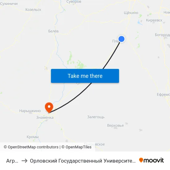 Агролес to Орловский Государственный Университет. Медицинский Институт map
