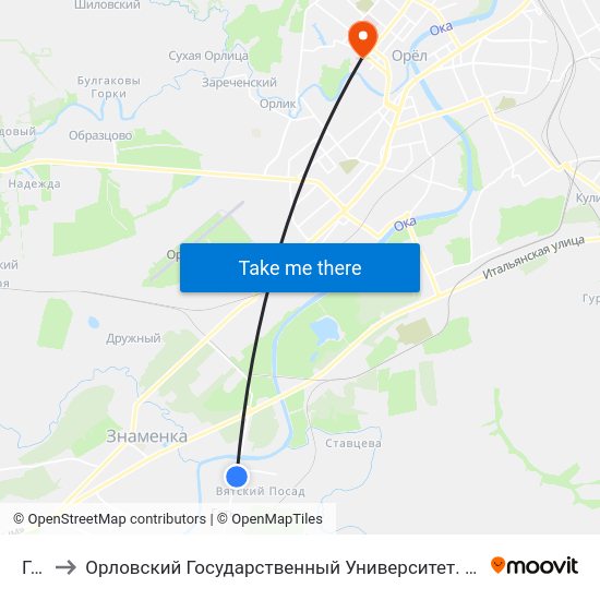 Гать to Орловский Государственный Университет. Медицинский Институт map