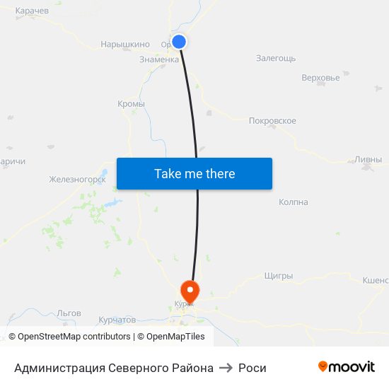 Администрация Северного Района to Роси map