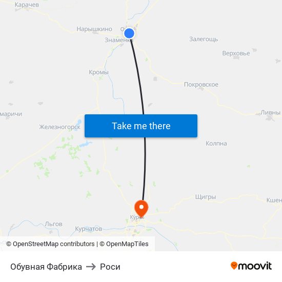 Обувная Фабрика to Роси map