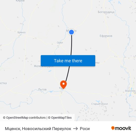 Мценск, Новосильский Переулок to Роси map