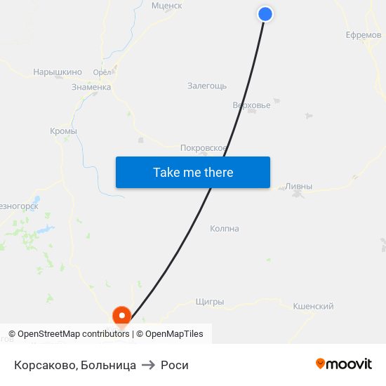Корсаково, Больница to Роси map