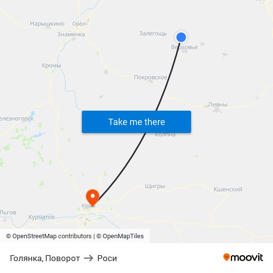 Голянка, Поворот to Роси map