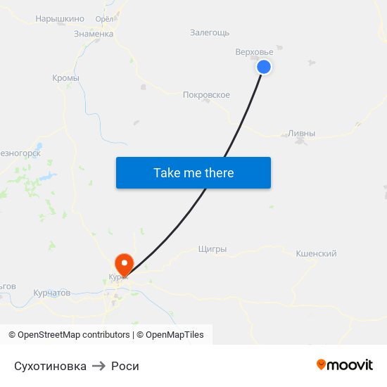 Сухотиновка to Роси map