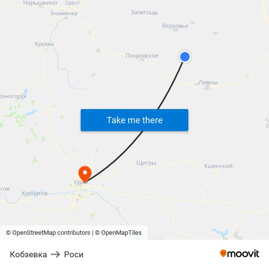 Кобзевка to Роси map