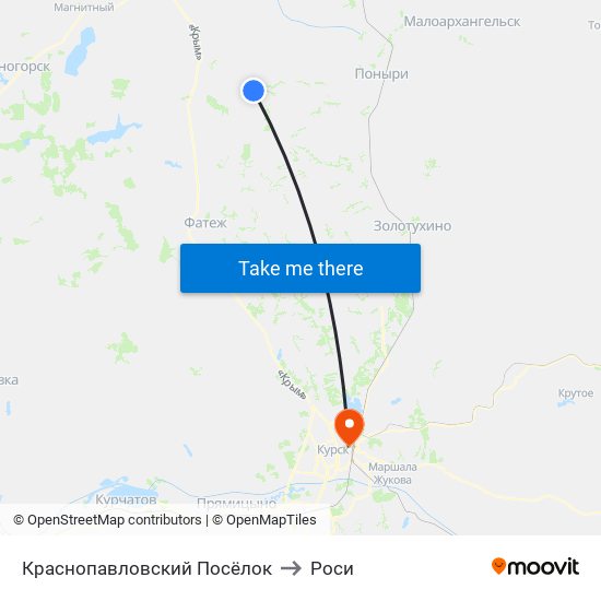 Краснопавловский Посёлок to Роси map