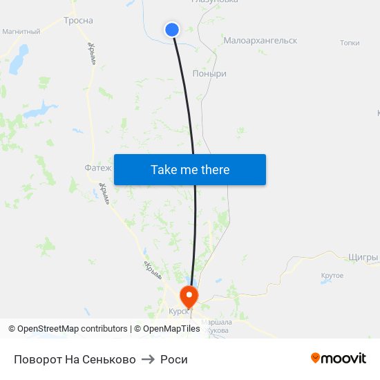 Поворот На Сеньково to Роси map