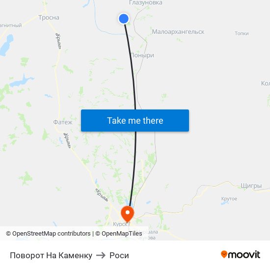 Поворот На Каменку to Роси map