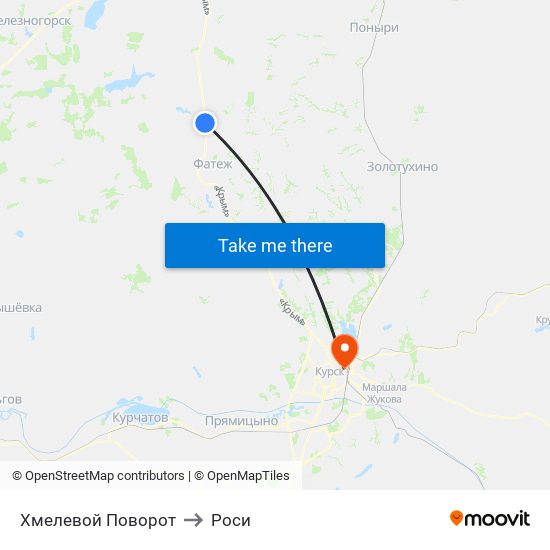 Хмелевой Поворот to Роси map