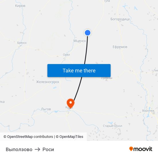 Выползово to Роси map