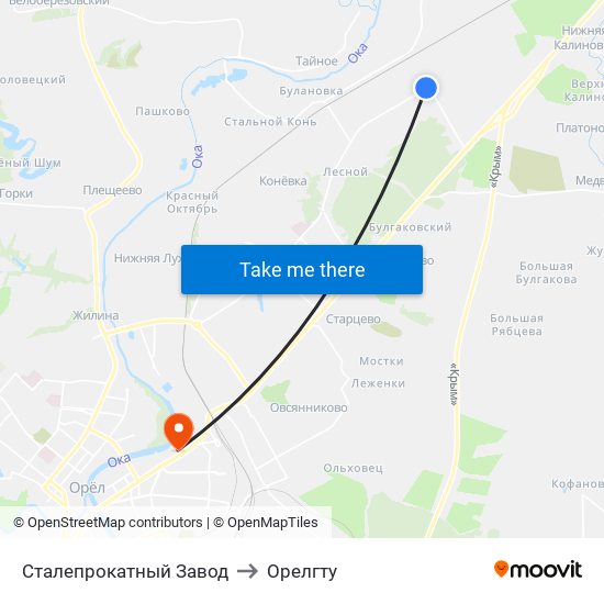 Сталепрокатный Завод to Орелгту map