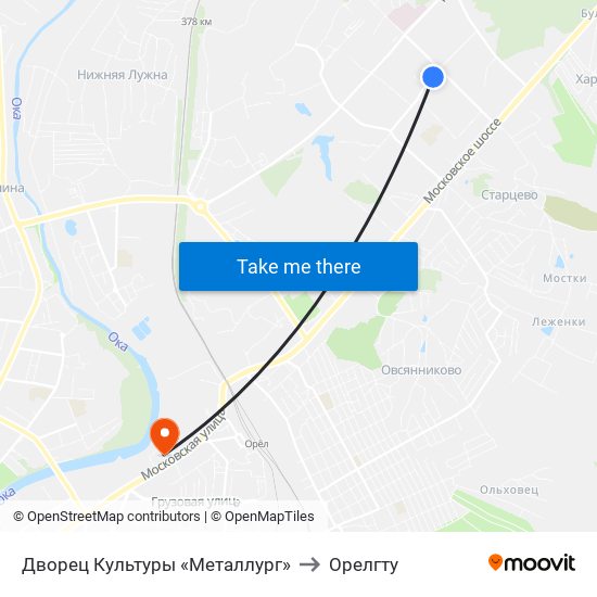 Дворец Культуры «Металлург» to Орелгту map