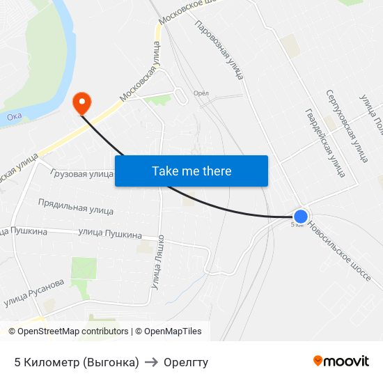 5 Километр (Выгонка) to Орелгту map