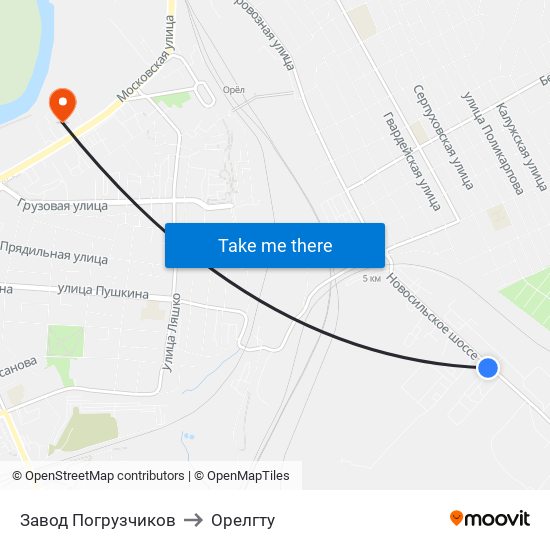 Завод Погрузчиков to Орелгту map