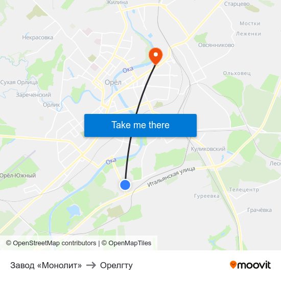 Завод «Монолит» to Орелгту map