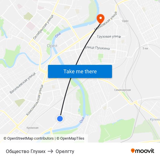 Общество Глухих to Орелгту map