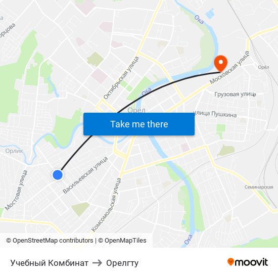 Учебный Комбинат to Орелгту map
