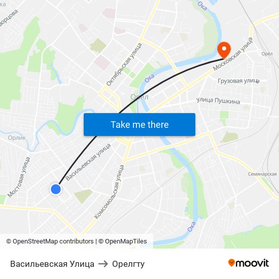 Васильевская Улица to Орелгту map