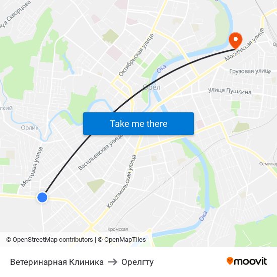 Ветеринарная Клиника to Орелгту map