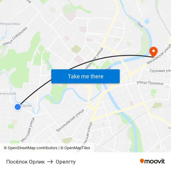 Посёлок Орлик to Орелгту map