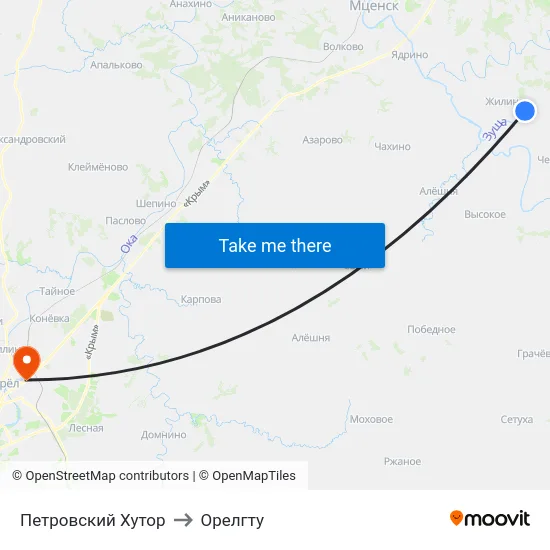 Петровский Хутор to Орелгту map