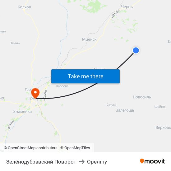 Зелёнодубравский Поворот to Орелгту map